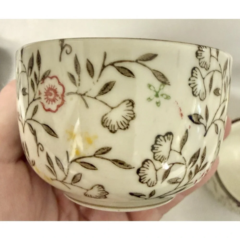 Pier 1 Import Tomoko Tea Set Teapot and 4 Cups Floral hand painted